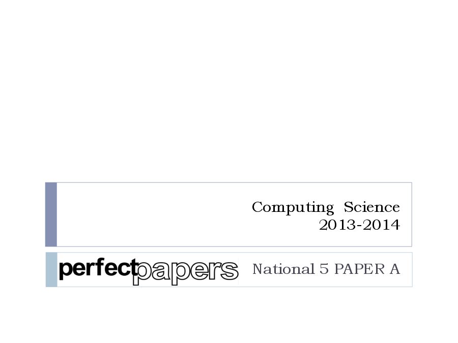 2014 Computing Science N5 (Bundle) with PowerPoint slides cover