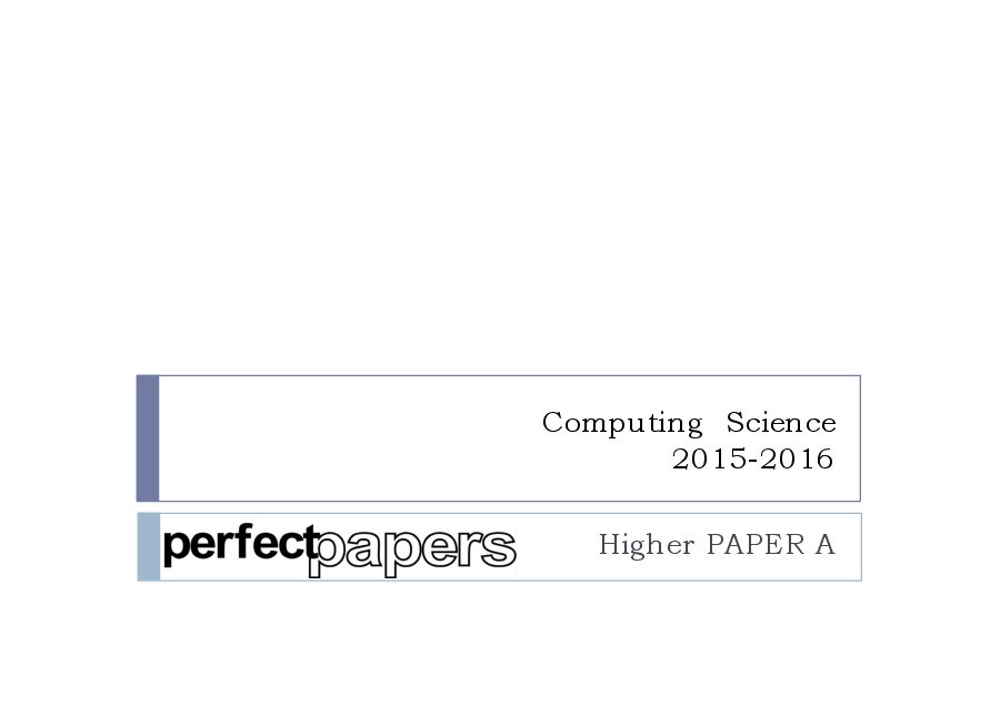 2016 Computing Science (Higher) Bundle with PowerPoint slides cover