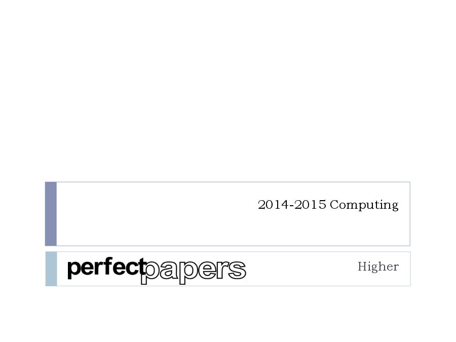 Computing (Higher) 2014 - 2015 with PowerPoint slides cover