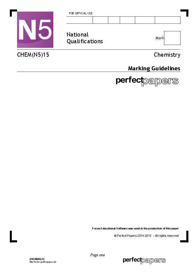 2015 Chemistry (National 5) marking scheme cover