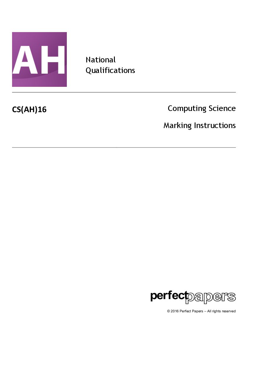 2016 Computing Science (Advanced Higher) with PowerPoint slides cover
