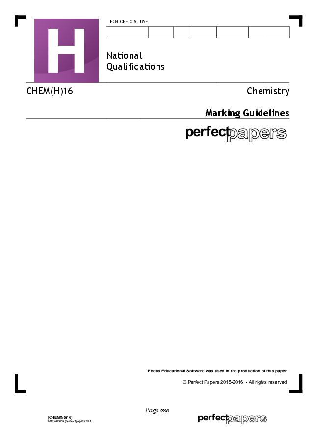 2016 Chemistry (Higher) marking scheme cover