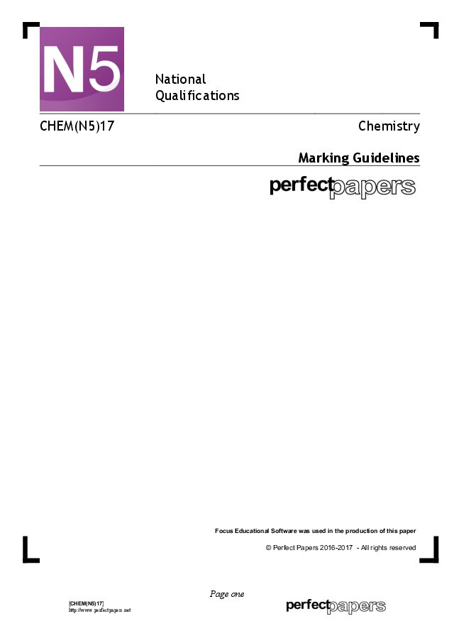 2017 Chemistry (National 5) marking scheme cover