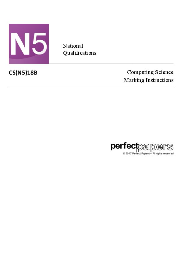 2018 Computing Science (National 5) - PAPER B marking scheme cover