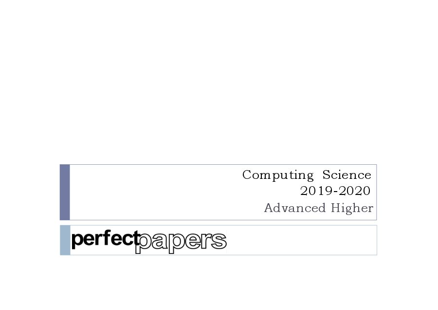 2020 Computing Science (Advanced Higher) with PowerPoint slides cover