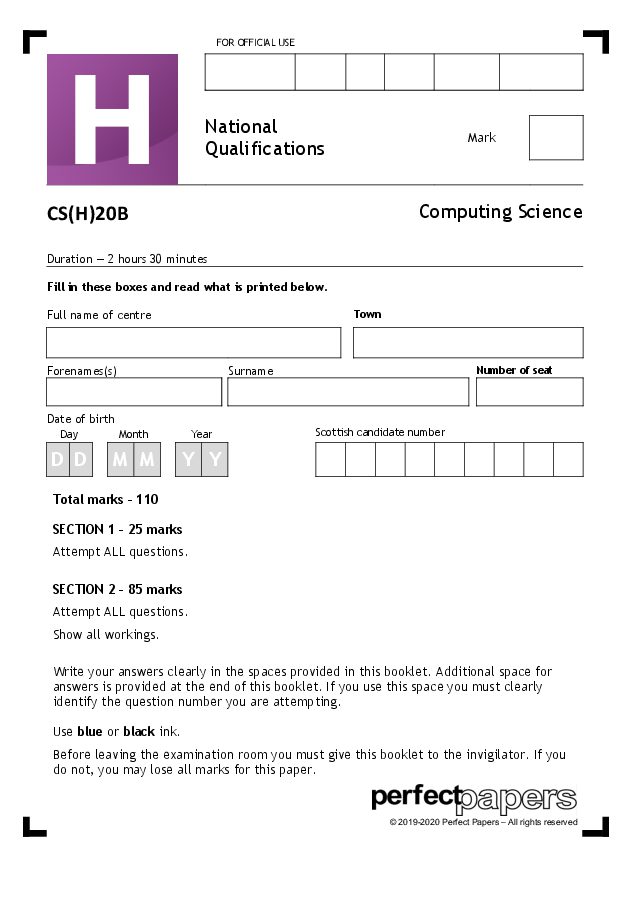 2020 Computing Science (Higher) Bundle with PowerPoint marking scheme cover