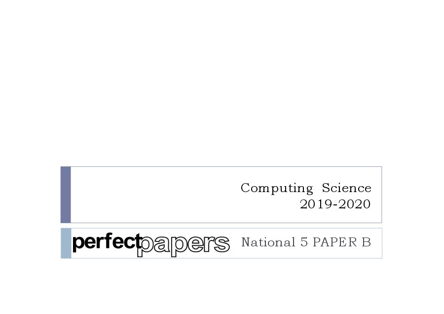 2020 Computing Science (National 5) - PAPER B slides cover