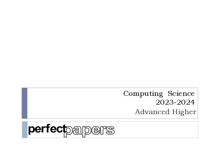 2024 Computing Science (Advanced Higher) with PowerPoint slides cover