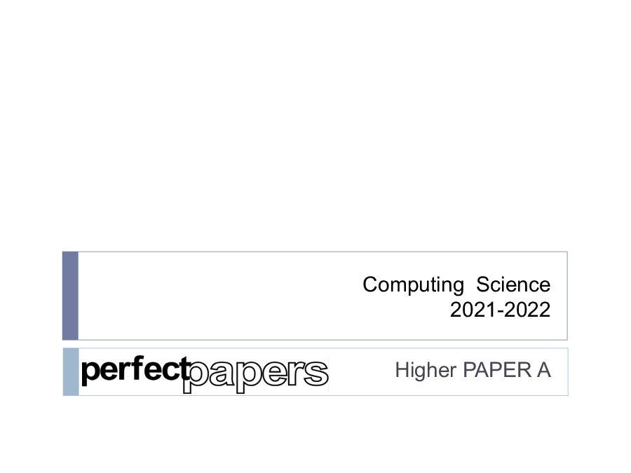 2022 Computing Science (Higher) - PAPER A slides cover