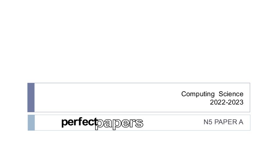 2023 Computing Science (National 5) - PAPER A slides cover