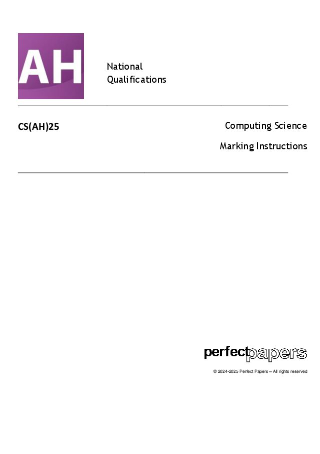 2025 Computing Science (Advanced Higher) with PowerPoint marking scheme cover