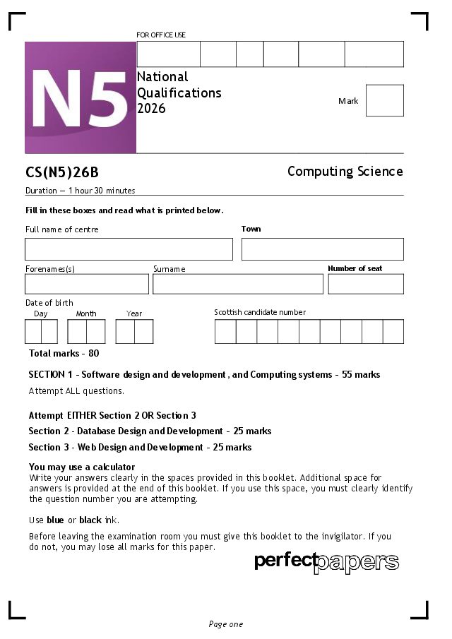 2026 Computing Science N5 (Bundle) with PowerPoint marking scheme cover