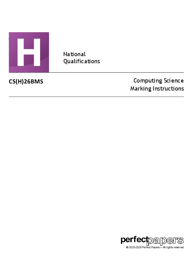 2026 Computing Science (Higher) - PAPER B marking scheme cover